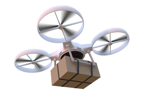 Quad Copter livre le paquet de boîte en carton — Photo