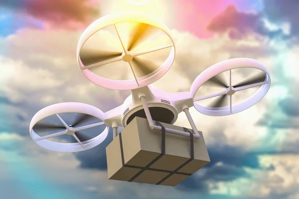 Drone, quad copter livre le paquet — Photo