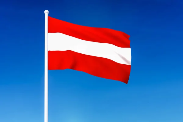 Flagge von Österreich auf blauem Himmel — Stockfoto