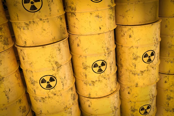 Yellow radioactive waste barrels - nuclear waste dumping concept