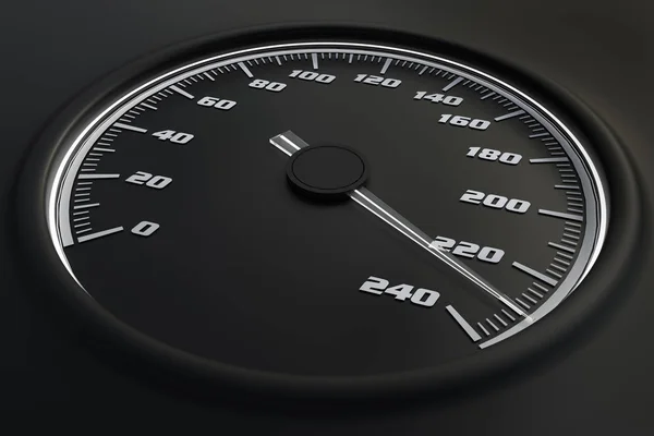 White speedometer in car on dashboard. 3D rendered illustration. — Stock Photo, Image