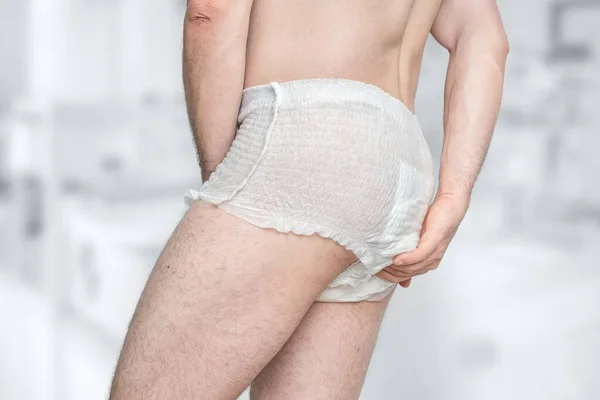 Man Wearing Incontinence Diaper Urinary Incontinence Concept — Stock Photo, Image