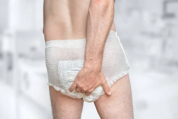 Homme Portant Une Couche Incontinence Concept Incontinence Urinaire — Photo