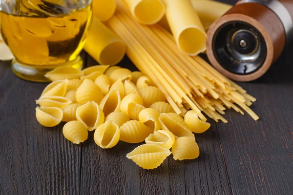 Italian Foods Concept Menu Design Spaghetti Various Kind Pasta Black — Stock Photo, Image