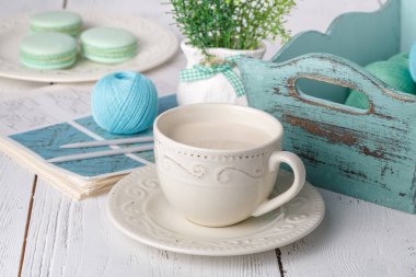 İğne işi kadın hobi kavramı, tablo üzerinde iplik yumağı