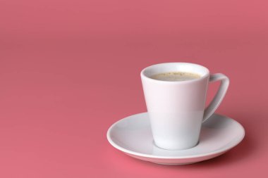 Küçük bir fincan kahve pembe bir arka plan üzerinde