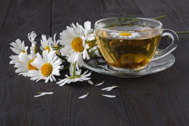 Bir papatya ile bitkisel çay