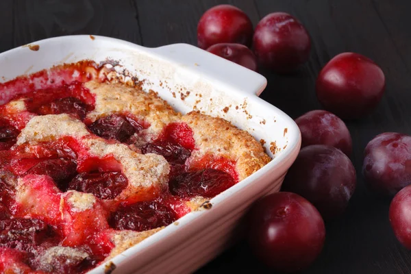 Delicious Plum Cake Organic Plum — Stock Photo, Image