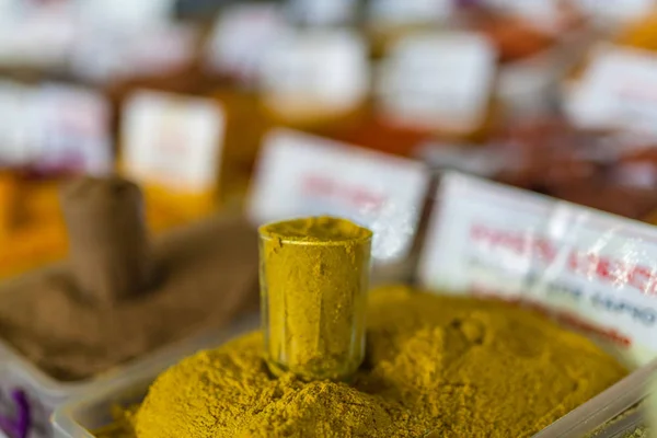 Various spices on farmer market, festive colour