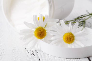 Nemlendirici krem ve beyaz papatya