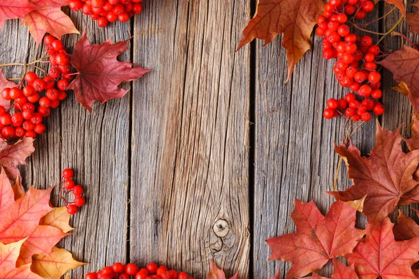 Herbstmuster Goldene Ahornblätter Auf Holzgrund — Stockfoto