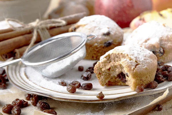 Kleine Obstkuchen Für Das Weihnachtsessen Rosinen Mini Kuchen — Stockfoto