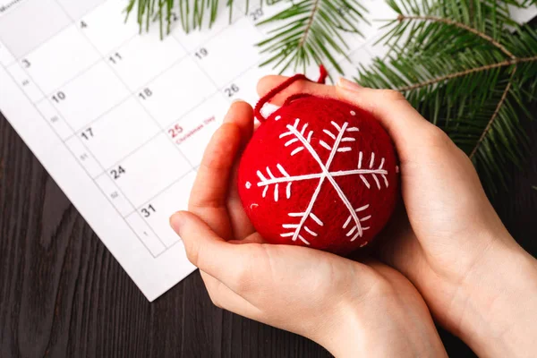 Prontos Para Natal Calendário Com Data Marcada Dia Natal — Fotografia de Stock