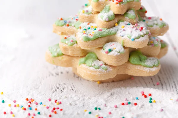 Galletas Jengibre Forma Pino Mesa Navidad — Foto de Stock