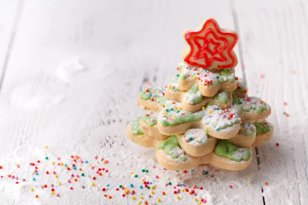 Weihnachtsplätzchen Auf Holzgrund — Stockfoto