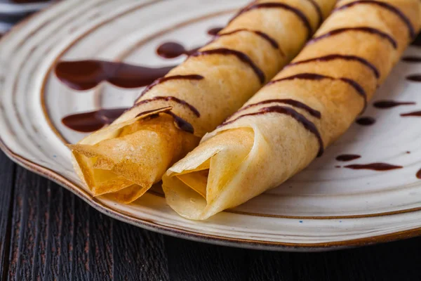 Stack of crepes, thin pancakes, russian bliny — Stock Photo, Image