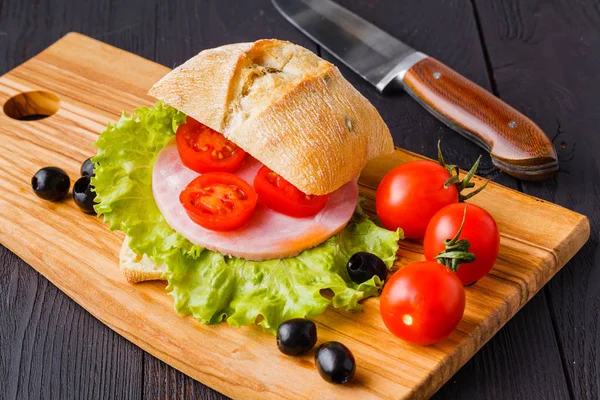 Panini sandviç taze domates ve mozzarella ve prosciu ile — Stok fotoğraf