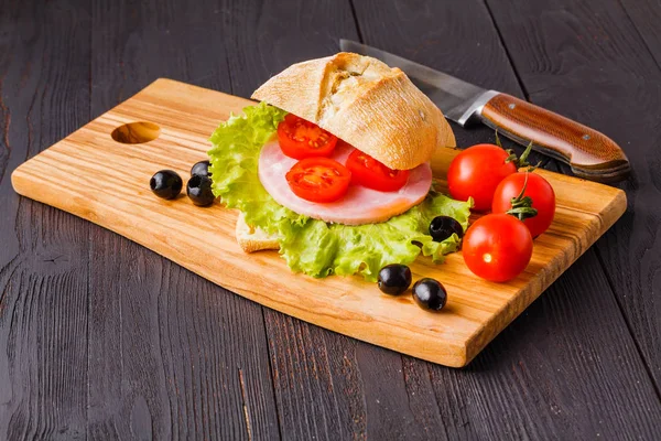 Panini sandviç taze domates ve mozzarella ve prosciu ile — Stok fotoğraf