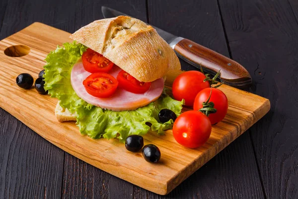Panini sandviç taze domates ve mozzarella ve prosciu ile — Stok fotoğraf