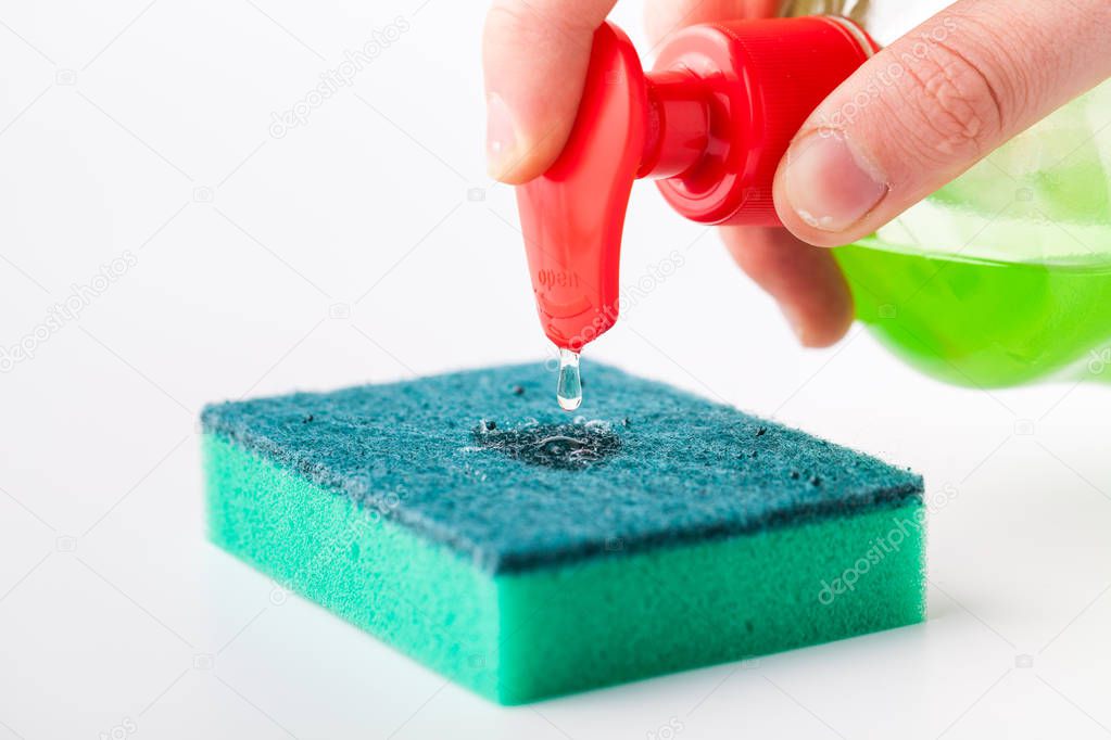 Sponge and dish washing liquid