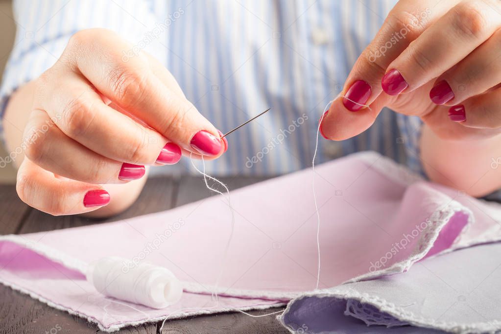 Female doing some needlework