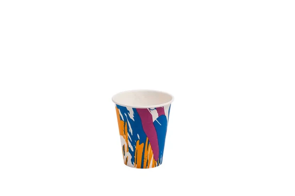 Colorful paper cup isolated on white — Stock Photo, Image