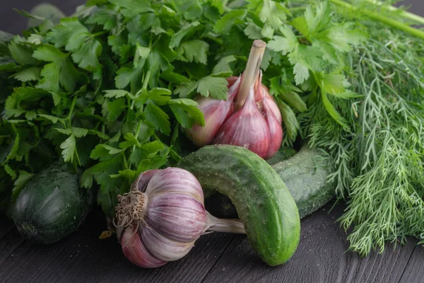 Kış için taze yeşil salatalık korunması. Preparatio