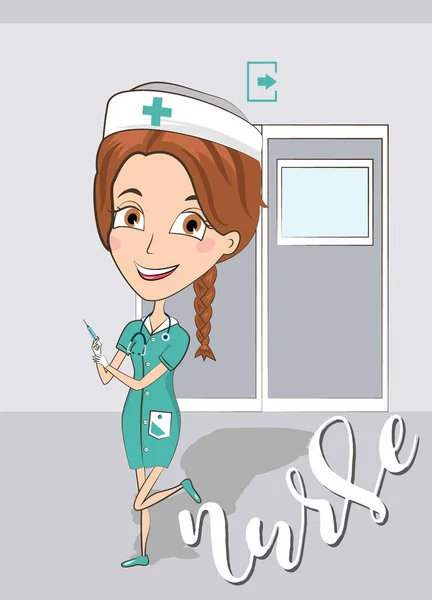 Vektor Illusztráció Vázlat Nővér Egy Ambuláns Klinikán — Stock Vector