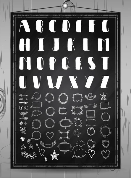 Vektor Illustration Handgezeichnete Fette Rustikale Schrift Kreidebuchstaben Und Eine Reihe — Stockvektor