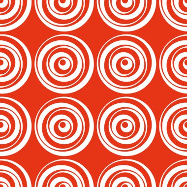 Kırmızı arkaplanda kırmızı ve beyaz spiralleri olan kusursuz desen