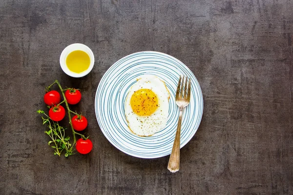 Petit Déjeuner Saine Alimentation Concept Vue Dessus Œuf Frit Dans — Photo