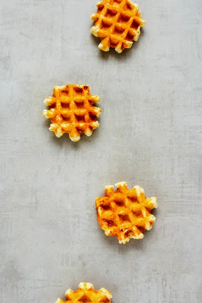 Fresh Traditional Belgian Waffles Flat Lay — Stock Photo, Image