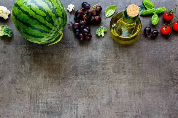 Fondo Frutas Verduras Frescas Aplanado — Foto de Stock