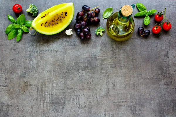 Fruits Légumes Biologiques Fond Plat — Photo
