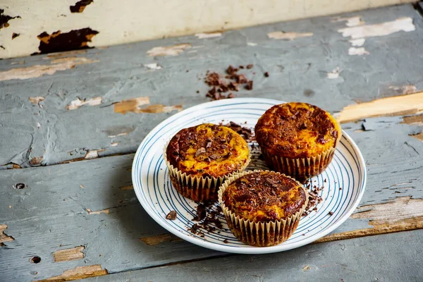 Pumpkin chocolate muffins — Stock Photo, Image