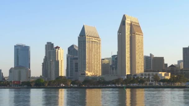 Şehir San Diego şafak panorama — Stok video