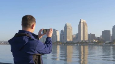 Turist alarak fotoğraf San Diego manzarası içinde şafak