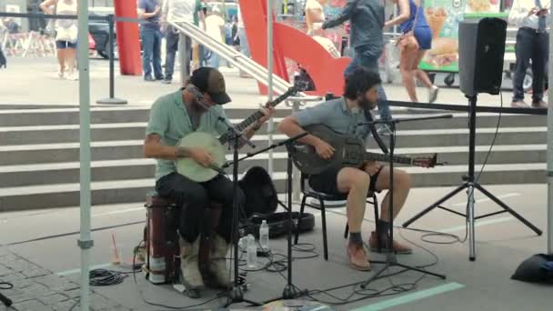 New York Usa Jun 2016 Street Musikerna Spelar Countrymusik New — Stockvideo