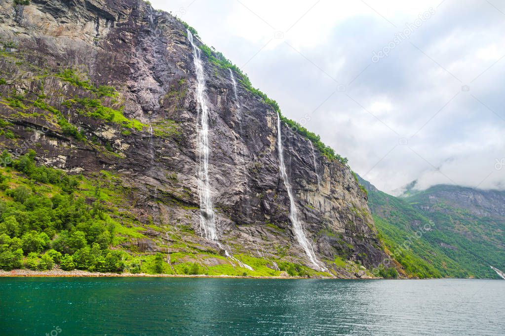 Waterfalls Seven Sisters, Geiranger fjord, Norway