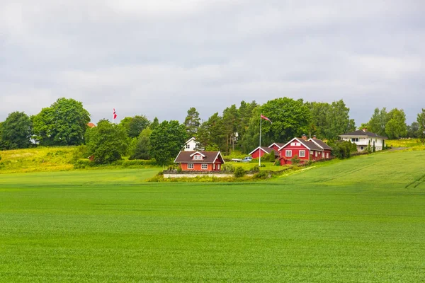 Traditionelles farbiges Holzhaus in Norwegen — Stockfoto
