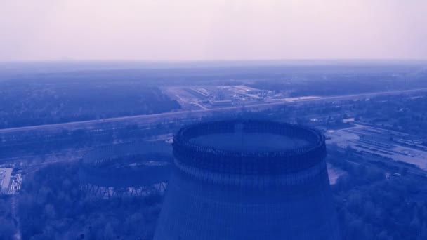 Kärnkraftverket i Tjernobyl, tonad färg video — Stockvideo