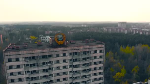 Ghost stad Pripyat bij Tsjernobyl NPP, Oekraïne — Stockvideo