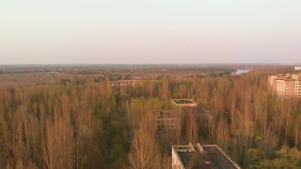 Город-призрак Припять возле Чернобыльской АЭС, Украина — стоковое видео