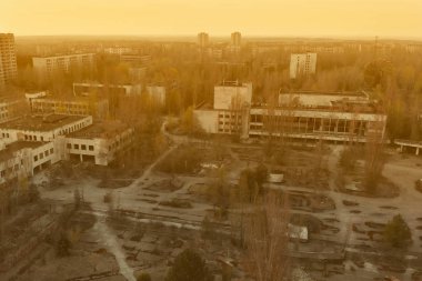 Terk edilmiş şehir Pripyat ana meydanı