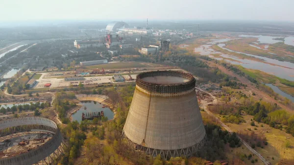 Central nuclear de Chernobyl, Ukrine. Vista aérea —  Fotos de Stock