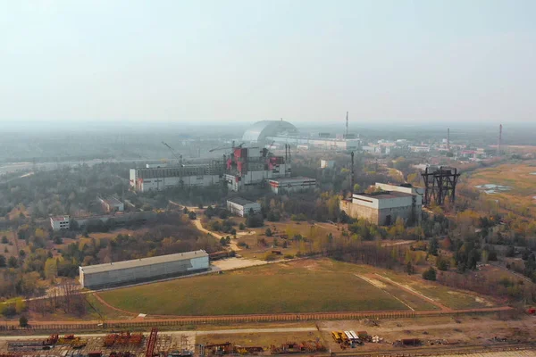 Territorio cerca de Chernobyl NPP, Ucrania. Vista aérea —  Fotos de Stock