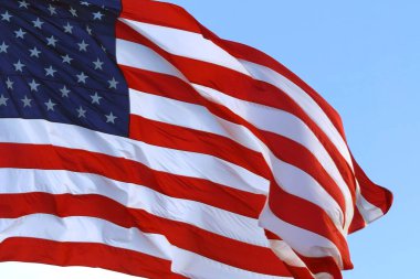 Rüzgarda dalgalanan Amerikan bayrağı.
