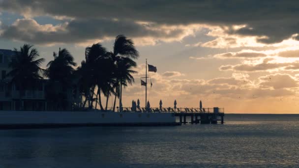 태양이 플로리다주의 키웨스트에서 바다를 덮고 있다 — 비디오