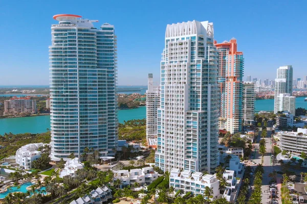 South Beach Miami Beach South Pointe Park Aerial View Flies — Stock Photo, Image