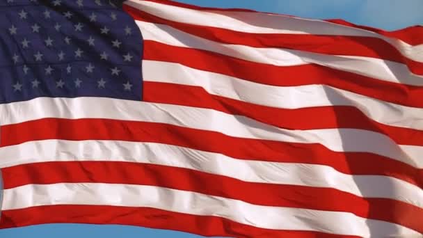 Αμερικανική Σημαία Αργή κίνηση κυματίζει, Κοντινό πλάνο βίντεο — Αρχείο Βίντεο